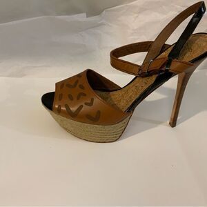 Anthropologie Sam Edelman Size 9 M  Magdalena Strappy Platform Heels Brown
